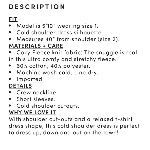 Torrid Fleece Cold Shoulder Dress - Picture 5 of 6